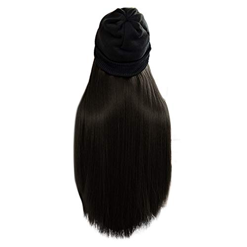 Perücke Karneval Blond Hüte Frauen Perücke Perücke Lässig Langer Winterhut mit Kappen Kappenhaar Mit Kapuze Gerade Perücke Perücke Zopf Perücke Blond (Black, One Size) von Junhasgood