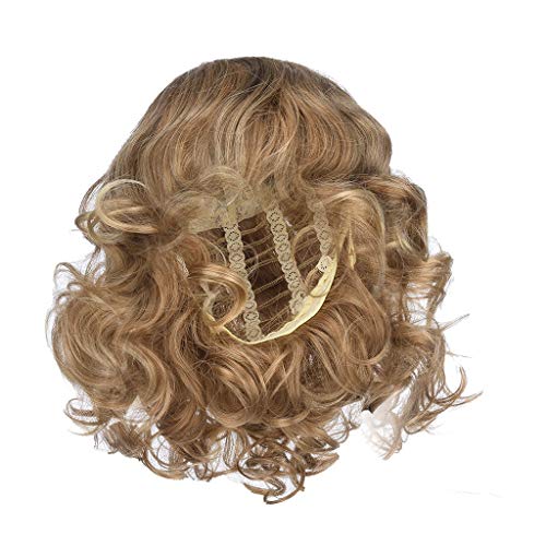 Perücke Lange Haare Schwarz Frauen Gold brasilianische kurze Welle gelockte Trennung Hochtemperaturfaser-Perücke Haare Damen Perücke (Gold, One Size) von Junhasgood