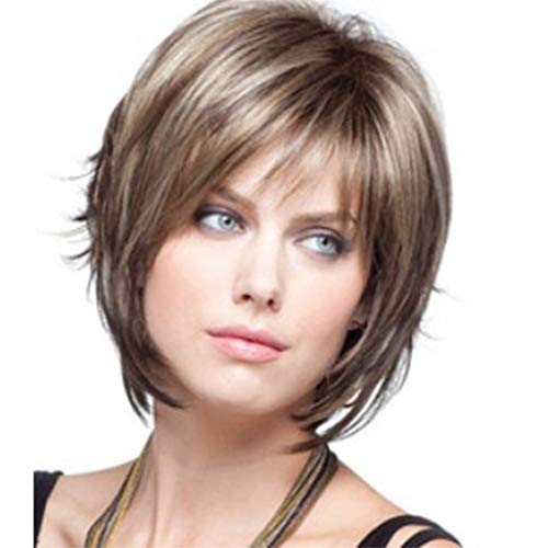 Perücke Locken Blond Kurz Cover Fashion Short Styling Sexy Perücke Vollperücke Vollperücke Damen Cool Perücke Perücke Kinder Perücken Für Mädchen Blau (Brown-f, One Size) von Junhasgood