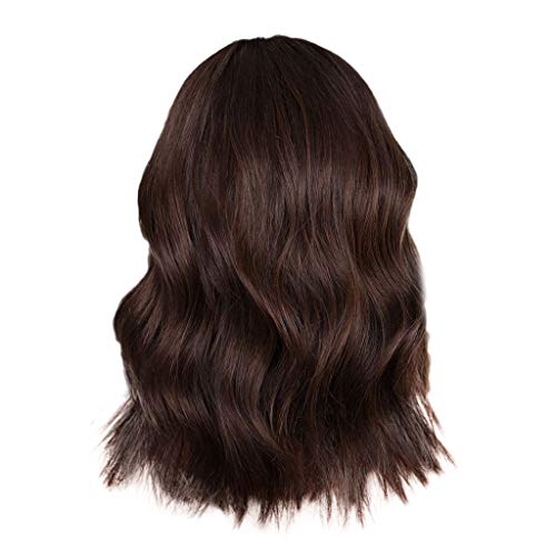 Perücke Mit Band Perücken natürliche Wave Bob Damenperücke Perücke kurze lockige Vollperücke Perücke Herren Kurz Blond (Brown, One Size) von Junhasgood