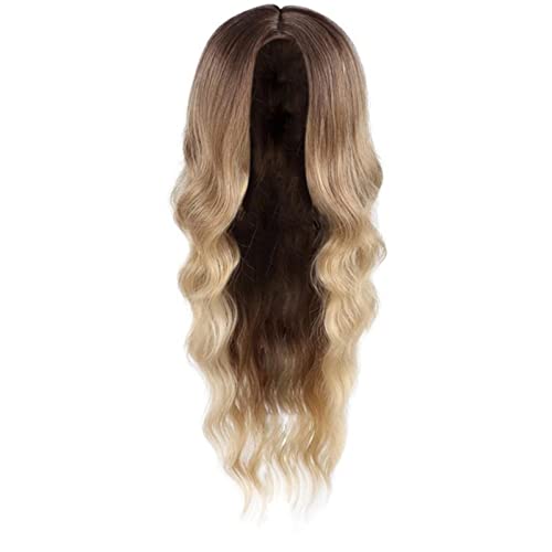 Perücke Mittelscheitel Frauen Perücken mit Highlights Perücke Lang Lockige Wig für Damen Wellig Gewellte Kunsthaar Perücke Langanhaltend Lip für Halloween Karneval (D, One Size) von Junhasgood