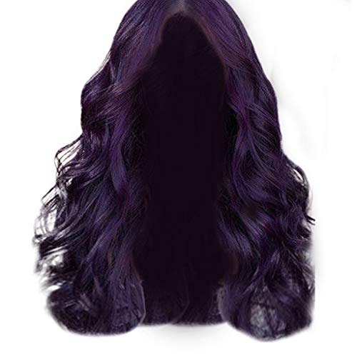 Perücke mittelscheitel Frauen Perücken mit Highlights Perücke Lang Lockige Wig für Damen Wellig Gewellte Kunsthaar Perücke Langanhaltend Lip für Halloween Karneval (G-Purple, One Size) von Junhasgood