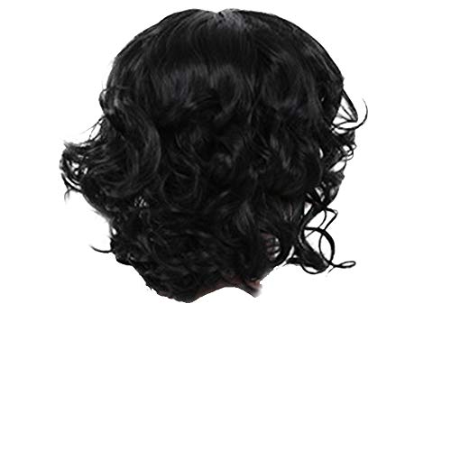 Perücken Schwarz Mit Locken Haarteil Damenperücken weiblich gelockt Afrika Perücke kurz 30cm schwarz Perücken Haar Perücken Perücke Cosplay Kostüm Anime Günstig (black, One Size) von Junhasgood