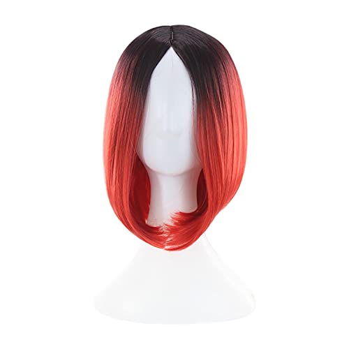 Pretfy Kurze Neon-Bob-Perücke Bunte Kurze Bob Perücken für Frauen Mädchen，Synthetische Perücken，Natürliches Kunsthaar mit Die Franse für Kostüm Cosplay (F, One Size) von Junhasgood