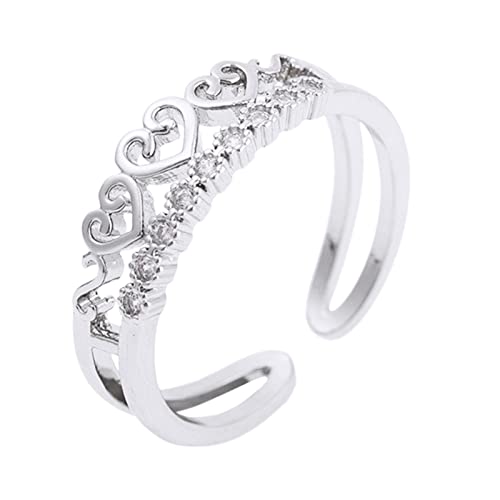 Ringe für Damen Frauen Verstellbare An meine Tochter Gold Love Strass Ring Verstellbarer Gold Love Ring Minimalistischer Ring Geschenk für sie Vintage-Stil silberfarbene Ringe (Silver, One Size) von Junhasgood