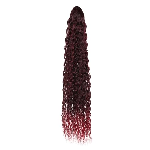 Schwarze Cosplay Perücke Kurz Kordelzug, lange Locken, echtes Naturhaar, geflochtener Pferdeschwanz für schwarze Frauen, Clip-in-Pferdeschwanz Baby Kamm (Red, One Size) von Junhasgood