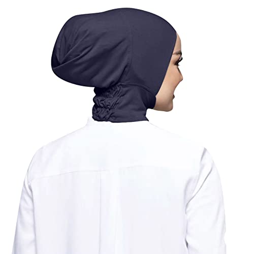 Stirnband Damen Breite Elastische Lässige, einfarbige, elastische Kappe für Damen, hochelastischer, muslimischer Latz für Damen, Hijab Boho Knot Haarband Vintage (Dark Blue, One Size) von Junhasgood