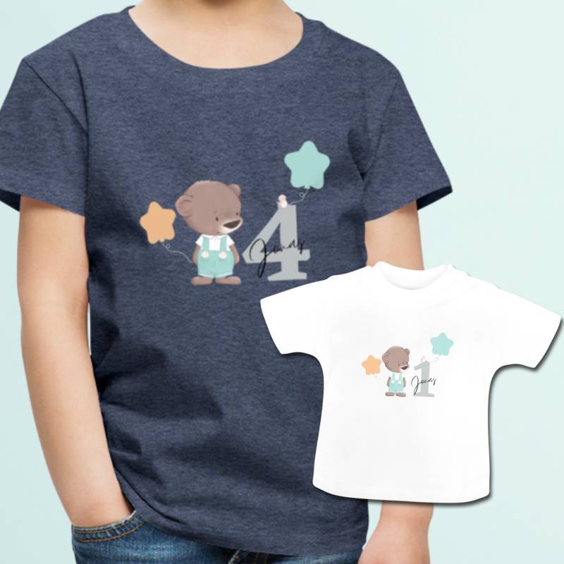 Geburtstags T-Shirt Mit Einem Süßen Bärchen Und Luftballons/Personalisiert Name Alter Geburtstag Kind Baby von JuniaGeschenkeladen