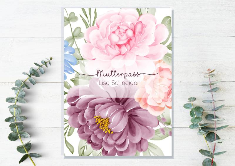 Mutterpasshülle | Blumen Personalisiert Mit Namen Schwangerschaft Mutterpass Geschenk Für Schwangere Geburt von JuniaGeschenkeladen