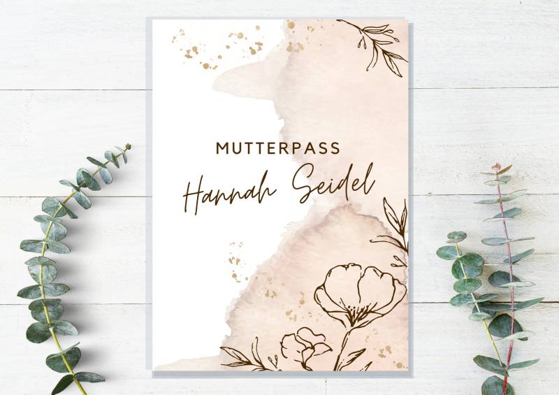 Mutterpasshülle | Floral Aquarell Personalisiert Mit Namen Schwangerschaft Mutterpass Geschenk Für Schwangere Geburt von JuniaGeschenkeladen