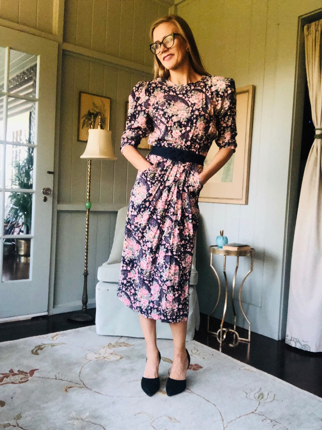 Florales Midi Kleid, Puffärmel 80Er Wie Laura Ashley | Klein von JuniataTrader