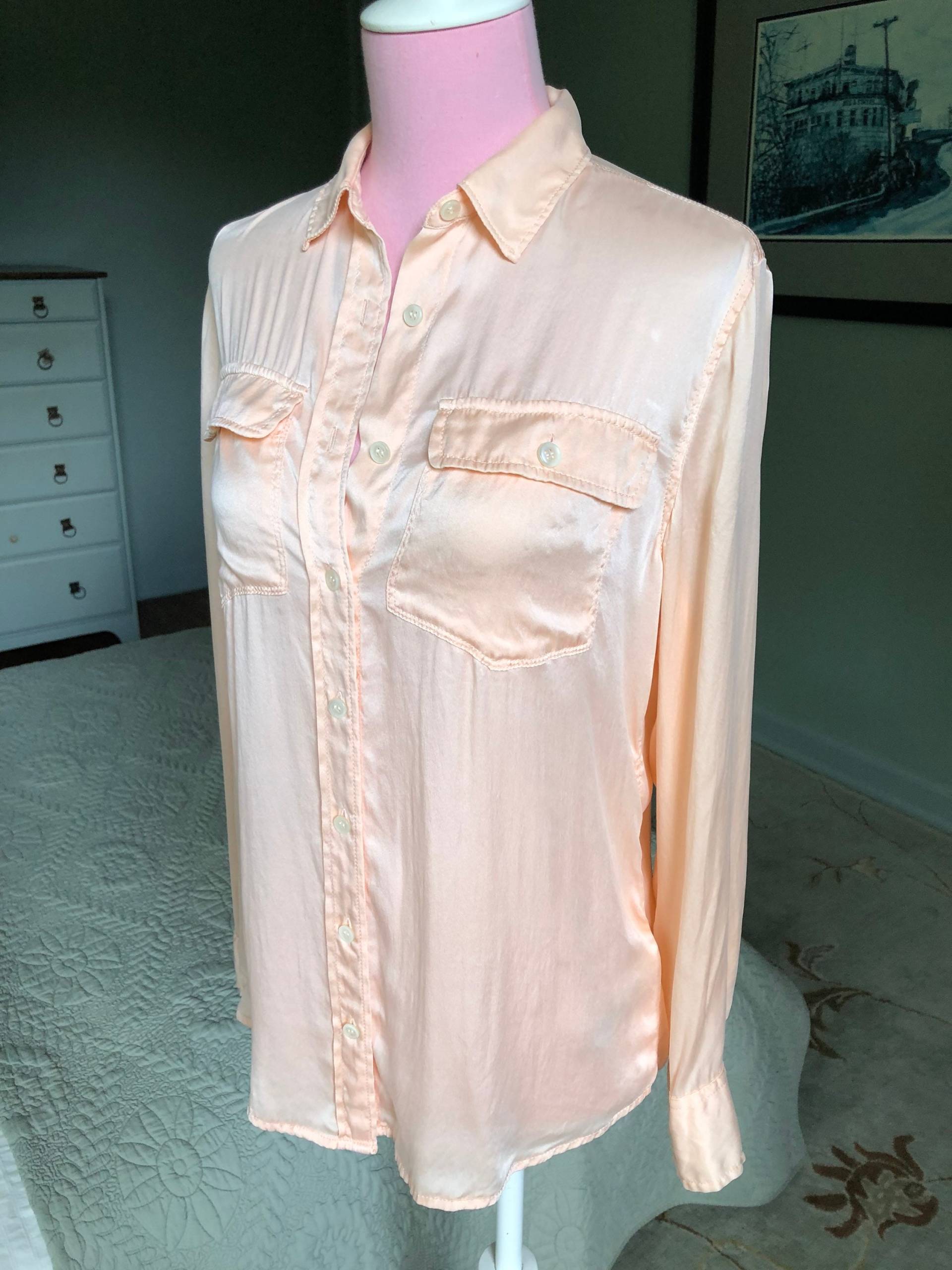 Seidenbluse, Seidentop, Seidenhemd, Rosa Liquid Satin Bluse, J. Crew, Seidenhemd | Klein Seidenbluse, Seidentop, Seidenhemd, Rosa Liquid Satin Bluse, J. Crew, Seidenhemd | Klein von JuniataTrader