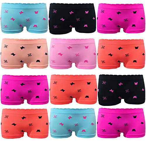 Junione 12er Pack Mädchen Pantys Unterhose Unterwäsche Slips Kids Shorts Schlüpfer Schmetterling Gr.110-152 (as3, Numeric, Numeric_122, Numeric_128, 12er Pack, 122-128) von Junione