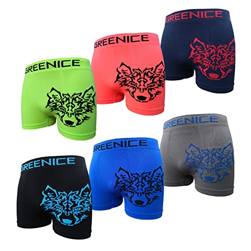 Junione 6er Pack Herren Boxershorts Retro Unterhose Seamless aus Microfaser Wolf (as3, Alpha, m, l, Regular, Regular, M-L) von Junione