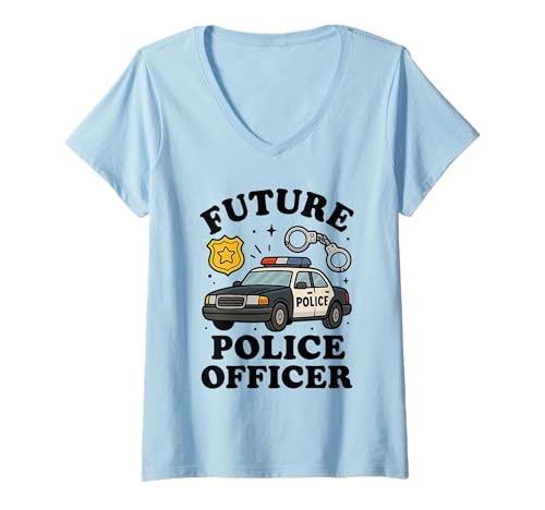 Damen Zukünftige Polizistin Kinder Strafverfolgung Karriere T-Shirt mit V-Ausschnitt Damen Zukünftige Polizistin Kinder Strafverfolgung Karriere T-Shirt mit V-Ausschnitt von Junior Hero Future Police Officer Law Enforcement