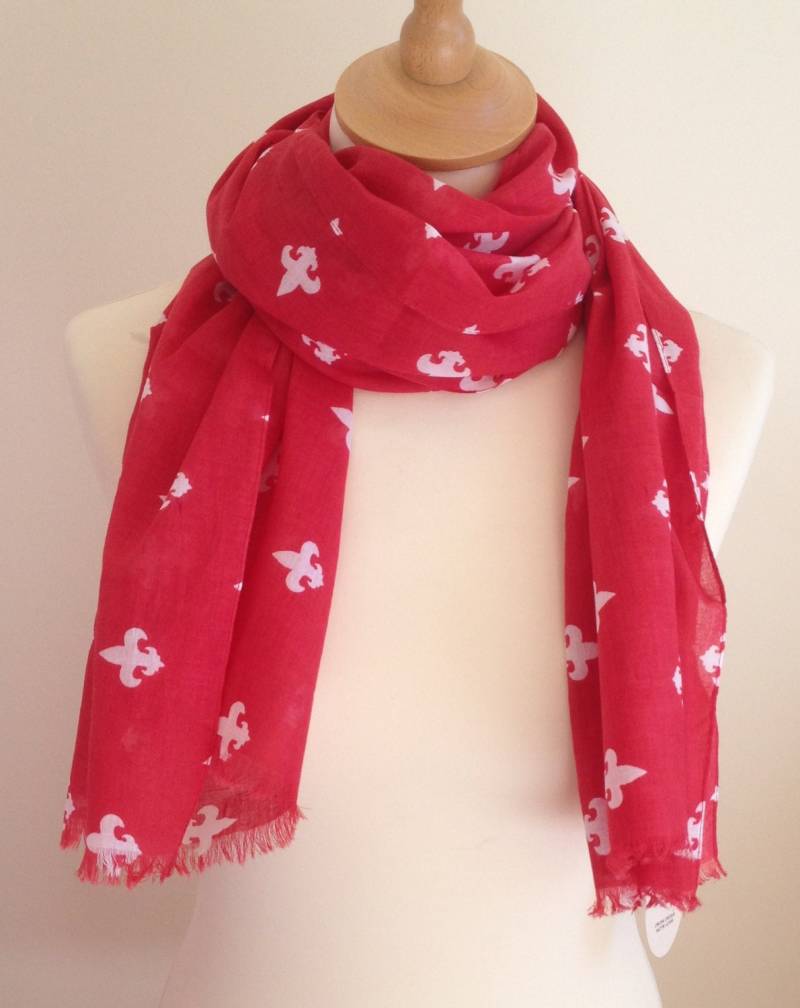 Roter Fleur De Lis Schal 100% Baumwolle Unisex Wrap von JuniperAccessories