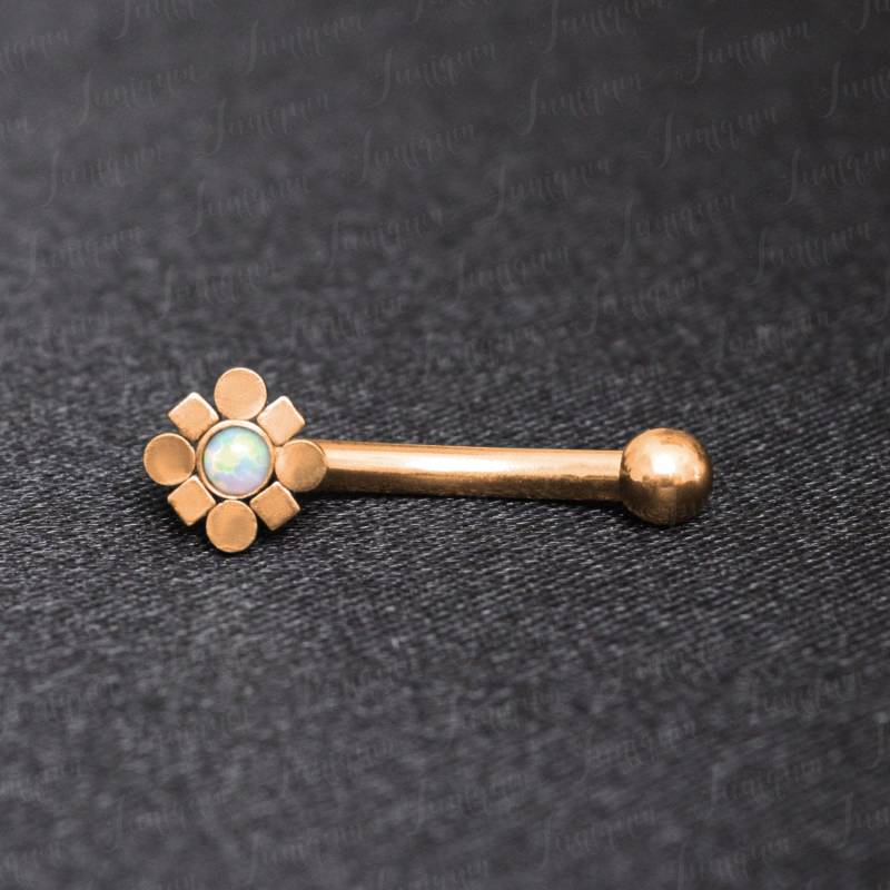 Augenbrauen-Hantel Aus Chirurgenstahl. Turm-Ohrring. Gebogener Hantel-Opal. Langhantelpiercing. Turmschmuck Gold. Rook-Langhantel. Augenbrauenring von Juniqum