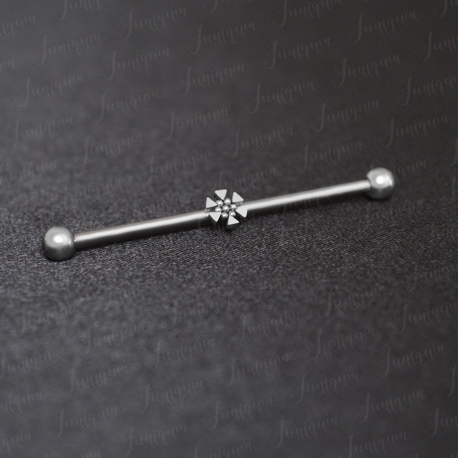 Industrieller Langhantel-Ohrring. Piercingstab 14G. Gerüst-Ohrring. Industrielles Schmuck-Piercing Aus Chirurgenstahl. Langhantelring von Juniqum