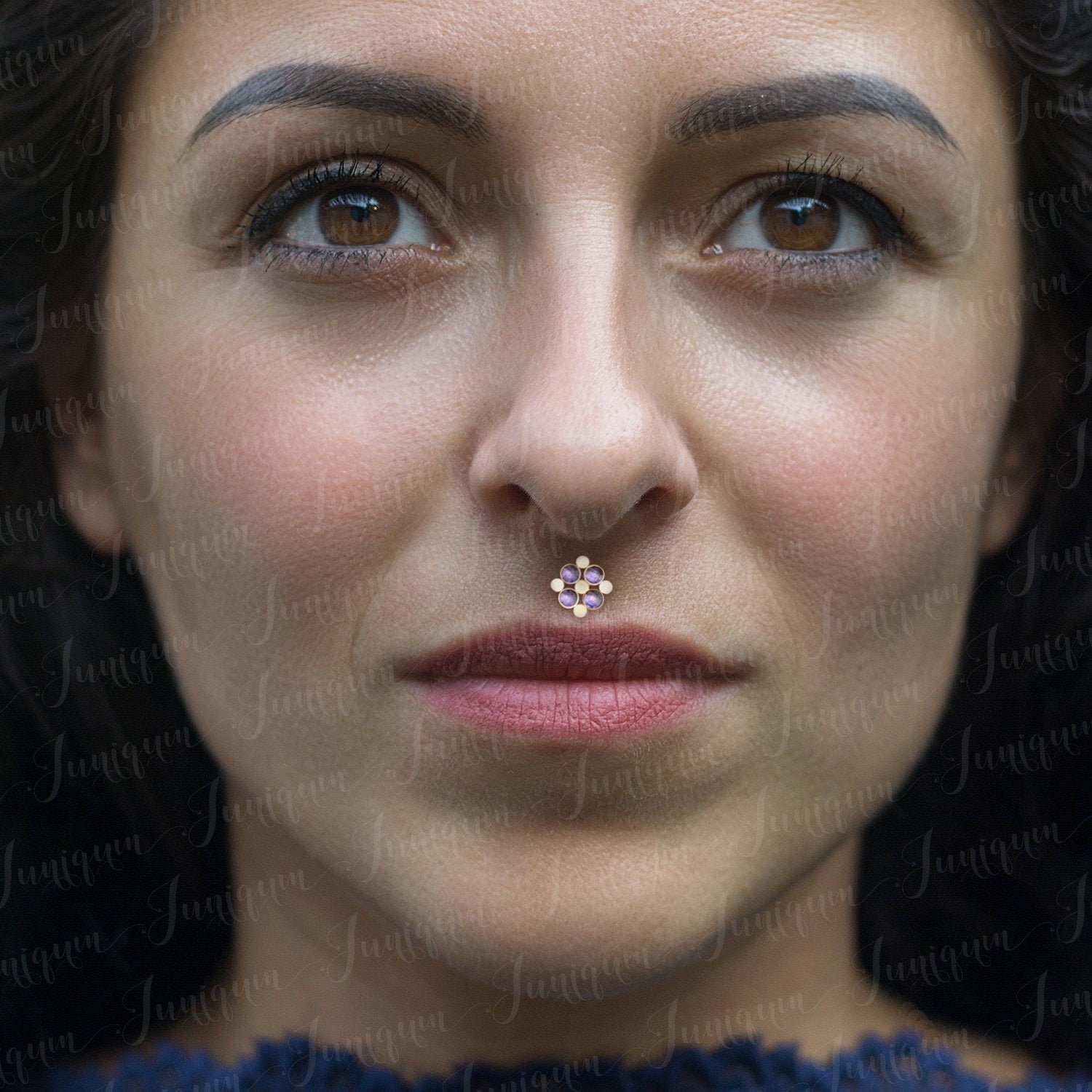 Lippen Schmuck. Medusa Lippenpiercing. Monroe Goldfarbenes Piercing. Labret Ohrring. Flache Rückseite Ohrring Aus Chirurgenstahl von Juniqum