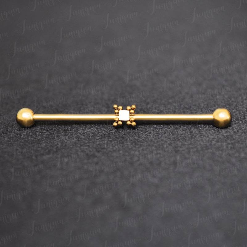 Messing Ohrstecker. Chirurgenstahl Barbell Piercing 14G. Industrielle Hantel 32mm 35mm 38mm 50mm. Industrie Schmuck Piercing von Juniqum