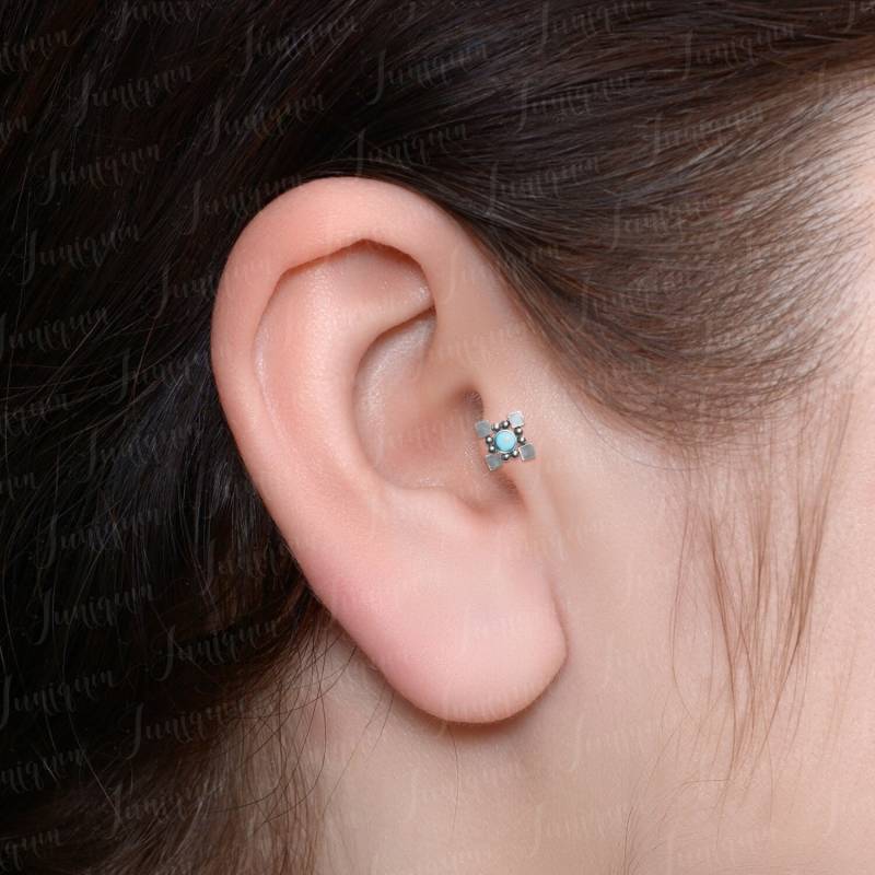 Tragus-Piercing-Schmuck. Vorwärtshelix-Ohrring. Conch-Piercing. Knorpel-Ohrstecker. Ohrring Mit Flacher Rückseite Aus Chirurgenstahl. Labret-Ohrring von Juniqum