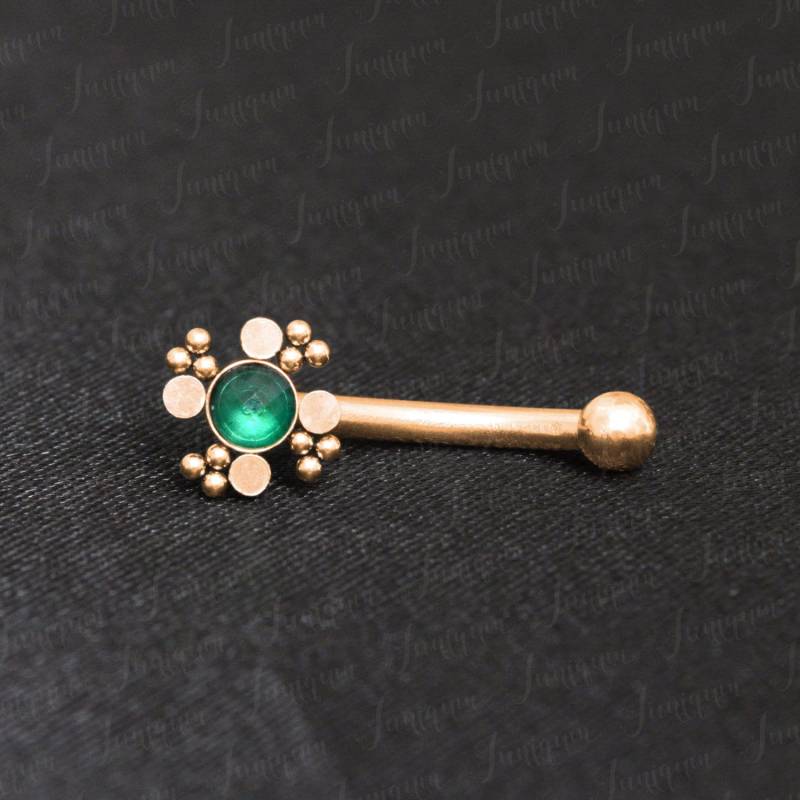 Turm Ohrring. Augenbrauen Ring. Turmalin Piercing Schmuck. Ein Barbell-Piercing. Curved Barbell Ohrring Aus Chirurgenstahl von Juniqum