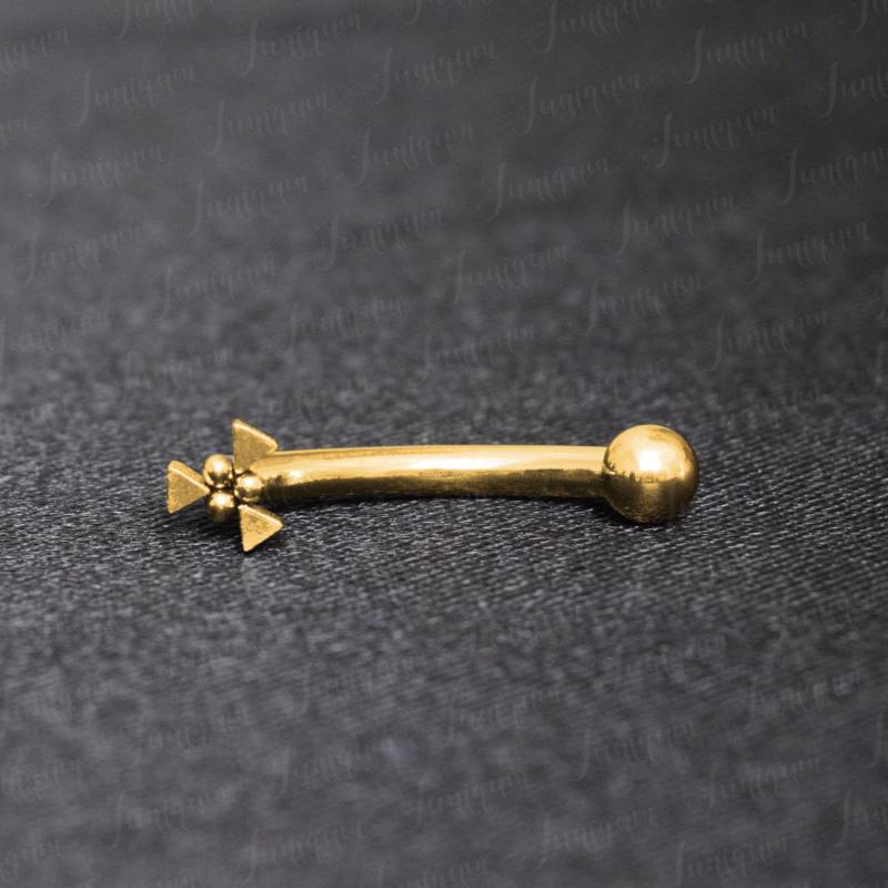 Turmohrring 16G. Augenbrauenring. Augenbrauenschmuck. Turmpiercing Aus Chirurgenstahl, Gold. Gebogene Langhantel 18G 16G 14G. Augenbrauenpiercing von Juniqum