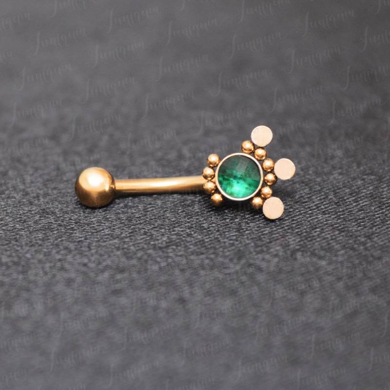 Turmohrring 16G. Augenbrauenring. Augenbrauenschmuck. Turmpiercing Aus Chirurgenstahl, Gold. Gebogene Langhantel 18G 16G 14G. Augenbrauenpiercing von Juniqum