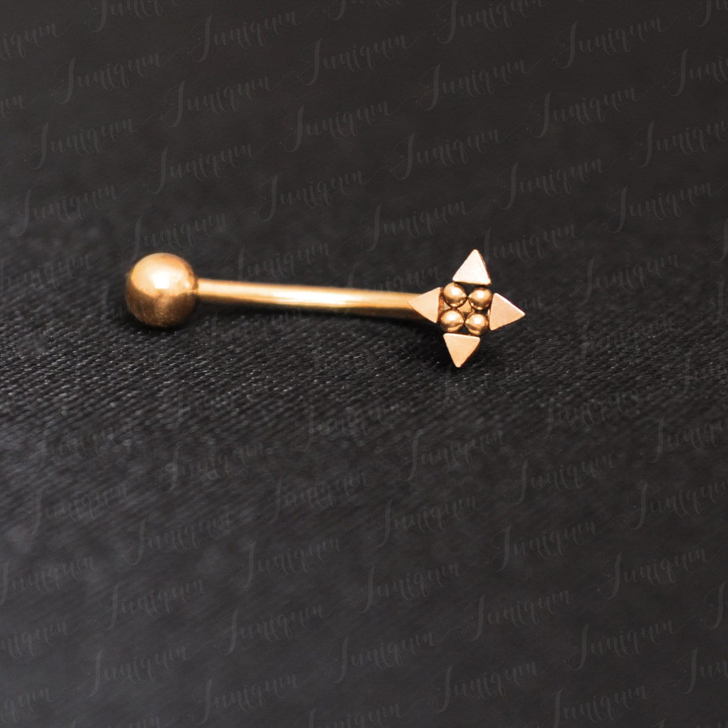 Turmohrring Aus Chirurgenstahl. Augenbrauenpiercing Gold. Augenbrauenschmuck. Gebogener Hantel-Opal. Turmschmuck. Augenbrauenring. Langhantelpiercing von Juniqum