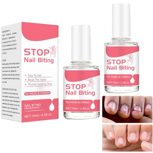 15ml Stop Nägelkauen Nagellack,Stoppt Das Nägelkauen, Anti-Biss-Nagellack, Stop zu Verhindert Nägelkauen und Daumenlutschen für Kinder und Erwachsene (2PCS, One Size) von Junjie