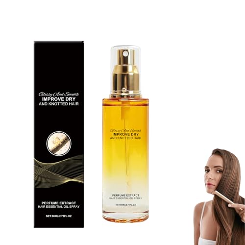 Haar- und Kopfhautpflege Öl-Spray,Weiches Haarölspray, Feuchtigkeitsspendendes ätherisches Öl Zur Haarbehandlung, Für Trockenes und Krauses Haar (80ml, 1PCS) von Junjie