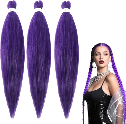 Long lila Zopfperücke Hair, 26in violett gefesselt Haare, vordehnte synthetische gefesselte Haare, lange gefesselte Perücke für Halloween Kleidung Cosplay Zubehör für Kinder (ColorB : 3pcs) von Junjie