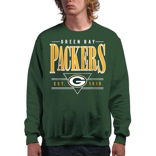 Junk Food Herren Bay Packers Established Retro – NFL Crew Fleece für Erwachsene für Damen Pullover, Grün (Forest Green), X-Large von Junk Food