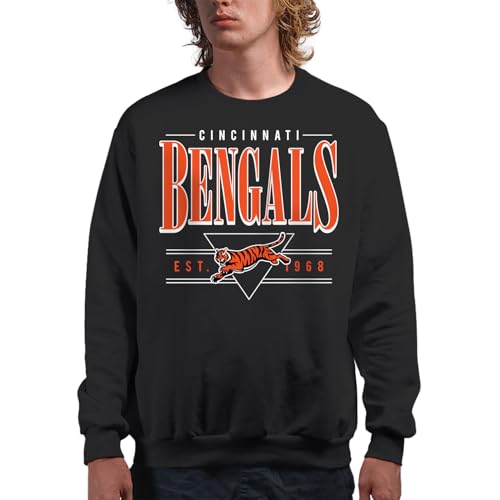 Junk Food Herren Cincinnati Bengals Established Retro-NFL Adult Crew Fleece for Men & Women Pullover, Schwarz, Large von Junk Food