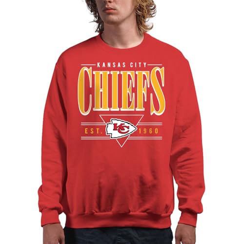 Junk Food Herren Kansas City Chiefs Established Retro-NFL Adult Crew Fleece for Men & Women Pullover, Rot/Ausflug, einfarbig (Getaway Solids), 3X-Large von Junk Food