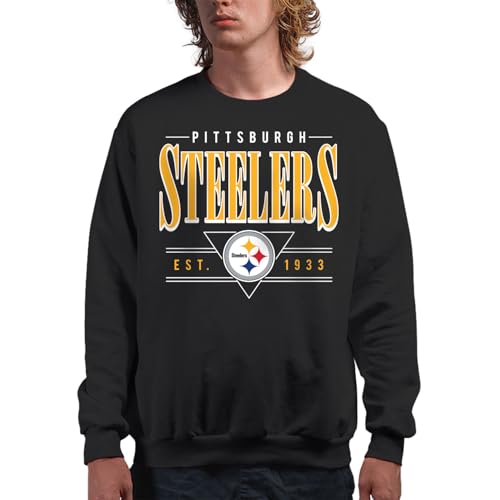 Junk Food Herren Pittsburgh Steelers Established Retro-NFL Adult Crew Fleece for Men & Women Pullover, Schwarz, X-Large von Junk Food