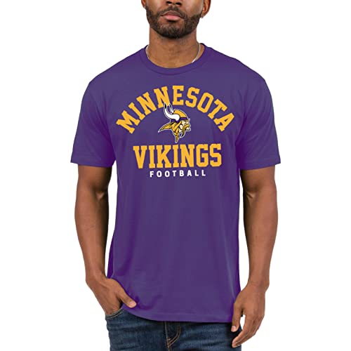 Junk Food NFL Classic Team Logo T-Shirt für Herren und Damen in Violett, XXL, Kurzarm, Rundhals-Ausschnitt, Stander-Kragen, lockere Passform, Unisex, Sport, Minnesota Vikings von Junk Food