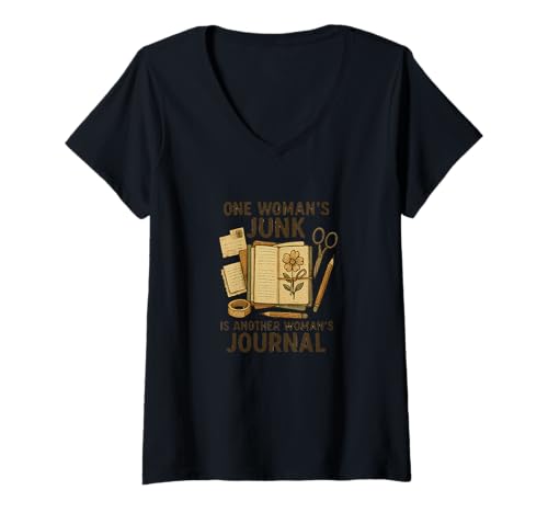 Damen One Woman's Junk Is Another Woman's Junk Journal T-Shirt mit V-Ausschnitt von Junk Journal Creations