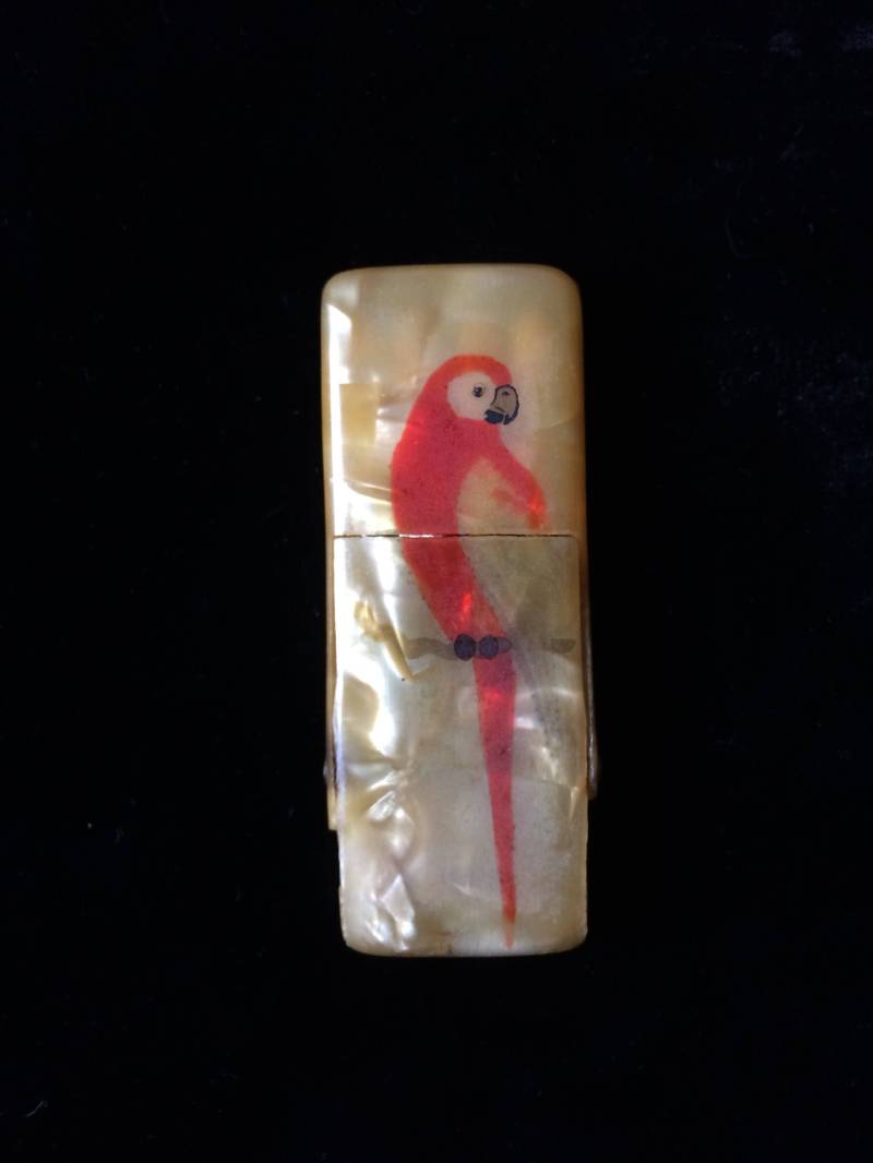 1930Er Zelluloid-Maniküre-Set, Deutsches Art-Deco-Eis-Design Mit Papageien-Geldbörsen-Nagelset von JunkQueenJellyBean