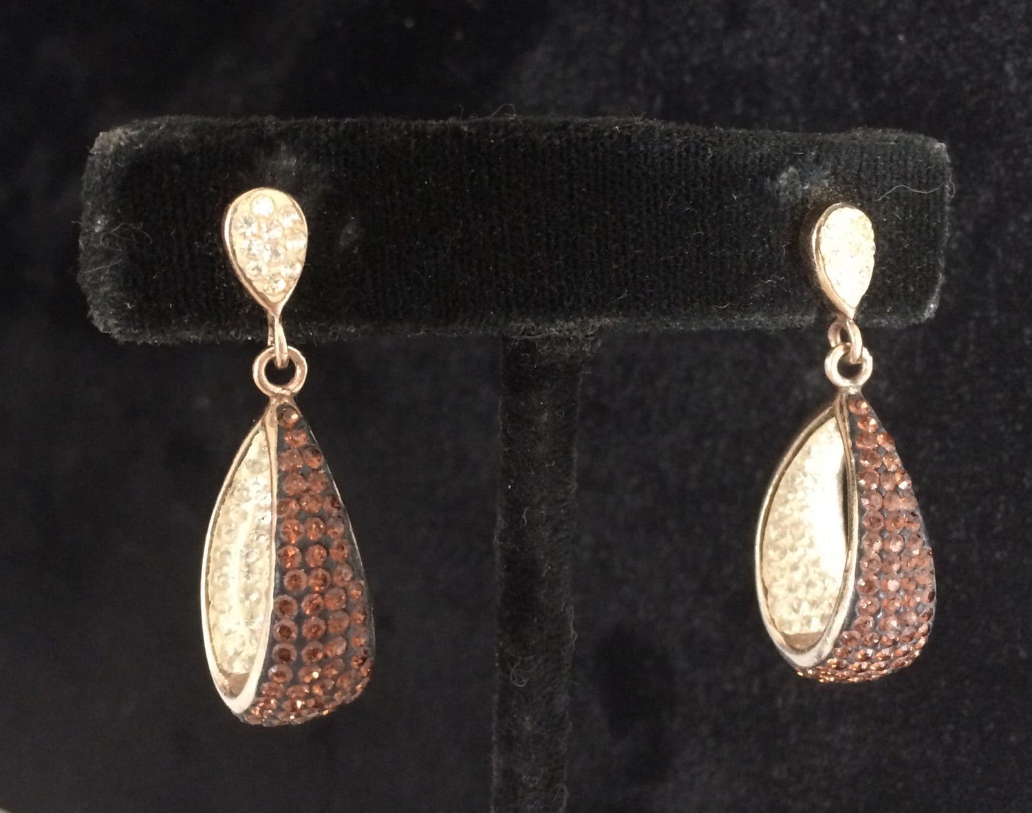 Bernsteintopas Strass Sterling Silber Tropfen Ohrringe - Durchbohrt Bernsteintopas Strass Sterling Silber Tropfen Ohrringe - Durchbohrt von JunkQueenJellyBean