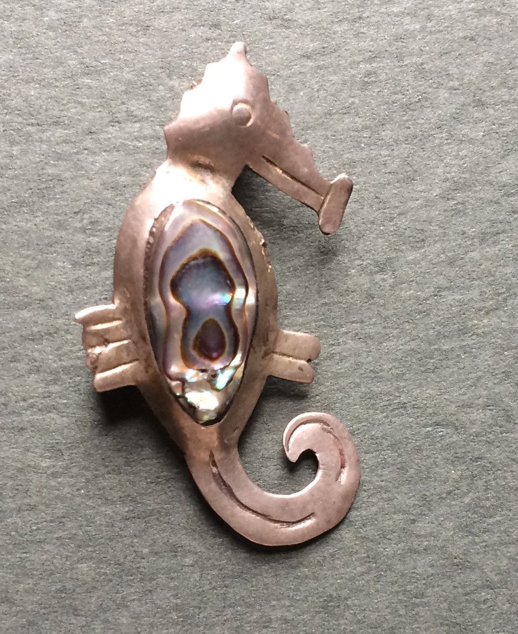 sterling Silber Seepferdchen Pin-Brosche Mexiko Prh 3 Adler Anstecker/Brosche Mit Abalone sterling Silber Seepferdchen Pin-Brosche Mexiko Prh 3 Adler Anstecker/Brosche Mit Abalone von JunkQueenJellyBean