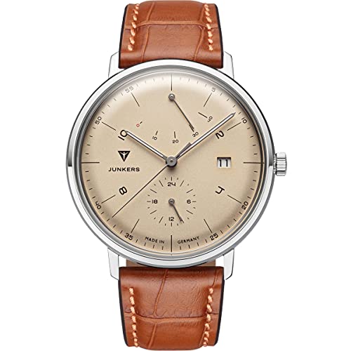 Junkers Bauhaus 41mm Herrenuhr Analog Automatik Gangreserve (41 mm, Beige-braun) von Junkers