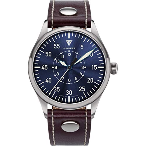 Junkers Baumuster Analog Quarz Uhr Lederarmband Saphirglas blau 9.20.02.01 von Junkers