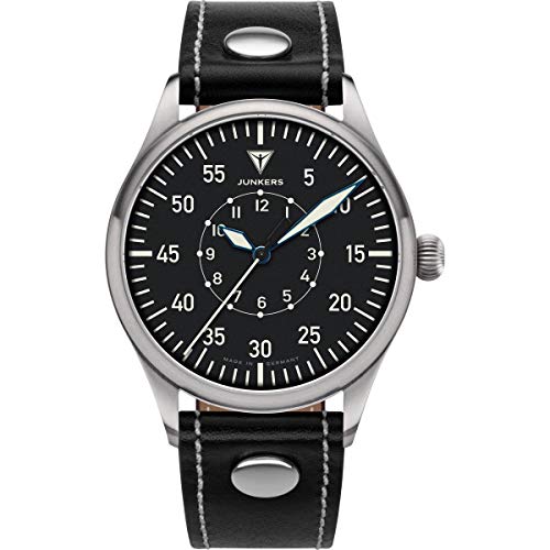 Junkers Baumuster Analog Quarz Uhr Lederarmband Saphirglas schwarz 9.20.02.02 von Junkers