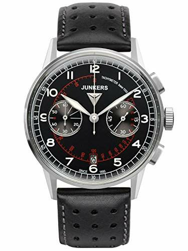 Junkers Herren Quarzuhr Chronograph mit Lederband Schwarz 69702 von Junkers