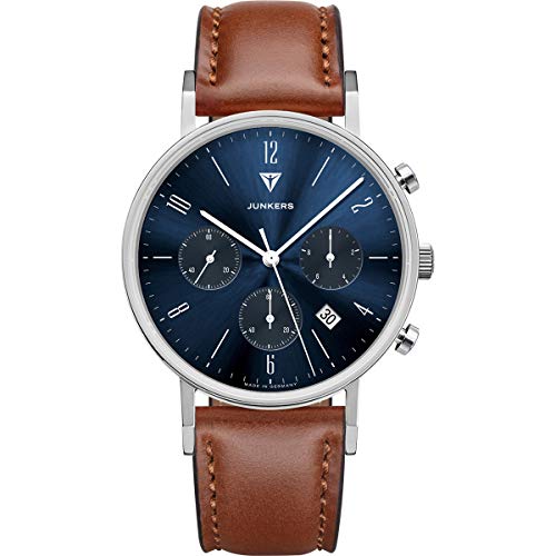 Junkers Dessau Analog Quarzuhr Chronograph Lederarmband Saphirglas blau 9.19.01.01 von Junkers