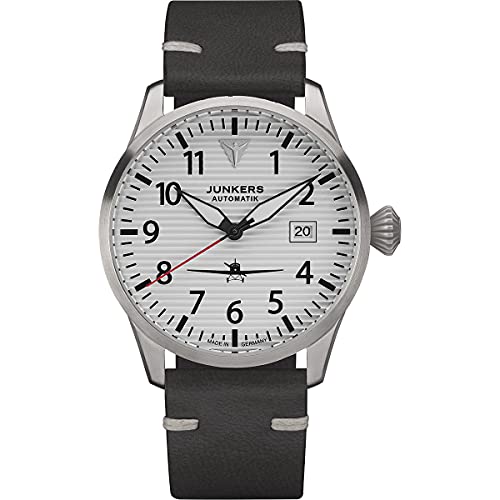 Junkers Flieger Automatik Uhr Saphirglas Silber Wellblechdesign 9.58.01.03 von Junkers