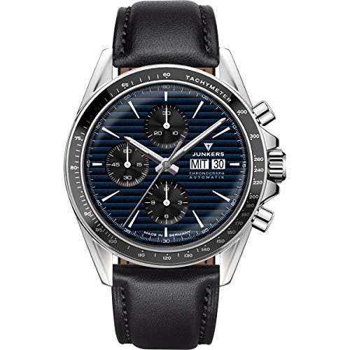 Junkers JUMO Automatik Uhr ETA Valjoux 7750 Saphirglas Tachymeter Pilotenuhr blau 9.21.01.01 von Junkers