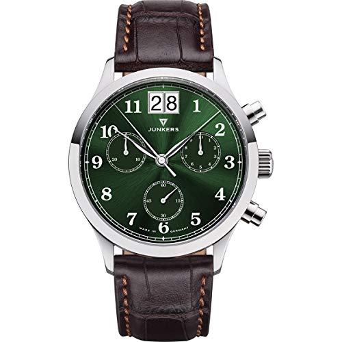 Junkers Tante JU Analog Quarz Uhr Lederarmband Saphirglas grün 9.23.01.06 von Junkers