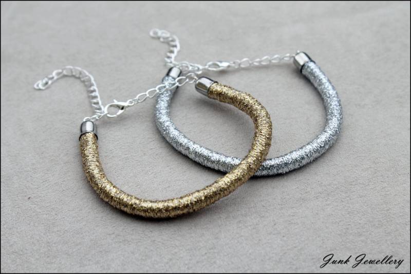 Handgemachter Schmuck/Minimalistisch Silber Gold Seilschmuck Seilarmband von JunkieJ